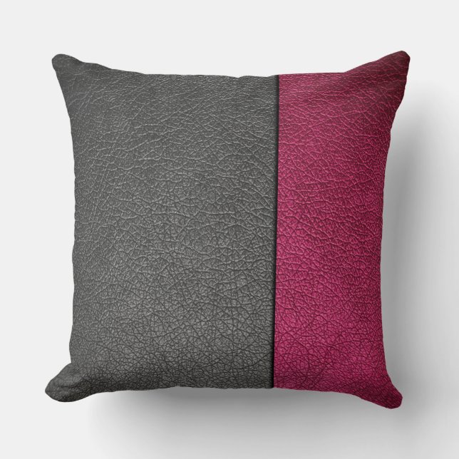 Red and Grey Leather Cushion (Front)