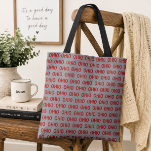 Red and Grey Ohio Tote Bag