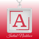 Red and grey personalised initial silver plated necklace<br><div class="desc">Personalised necklace /  pendant.
Add your initial.
Colour scheme: red and grey</div>