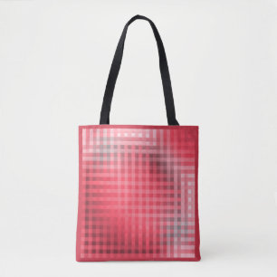 Red and grey plaid grunge tote bag