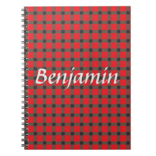 Red and Grey Plaid Notebook