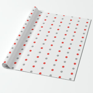 Red and Grey Polka Dot Pattern Wrapping Paper