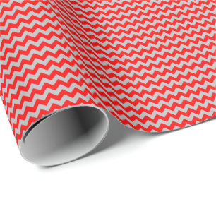 Red and Grey Small Chevron Wrapping Paper