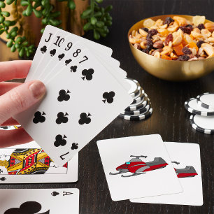 Red and Grey Snowmobile Playing Cards