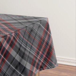 Red and grey tartan tablecloth
