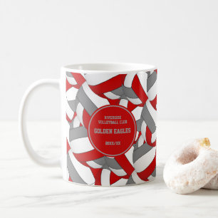 red and grey volleyball team colours coach gift coffee mug