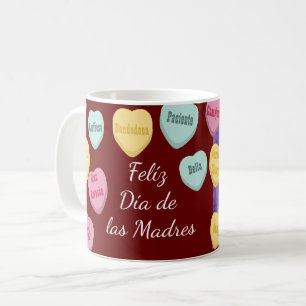 Red and Hearts Custom Message   Mothers day Latina Coffee Mug
