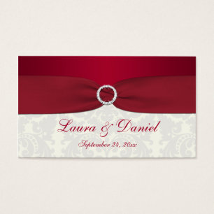 Red and Ivory Damask Wedding Favour Tag