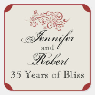 Red and Ivory Filigree Scroll Envelope Seal