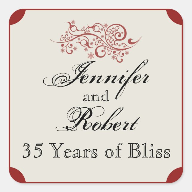Red and Ivory Filigree Scroll Envelope Seal (Front)