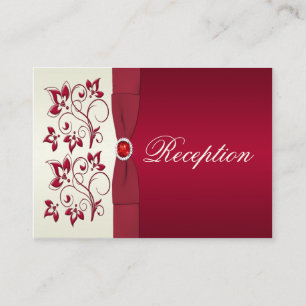 Red and Ivory Floral Enclosure Card