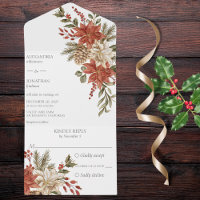 Red and Ivory Poinsettias with Pine