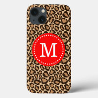 Red and Leopard Print Custom Monogram