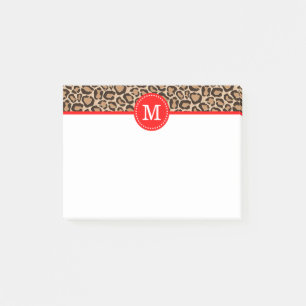 Red and Leopard Print Custom Monogram Post-it Notes