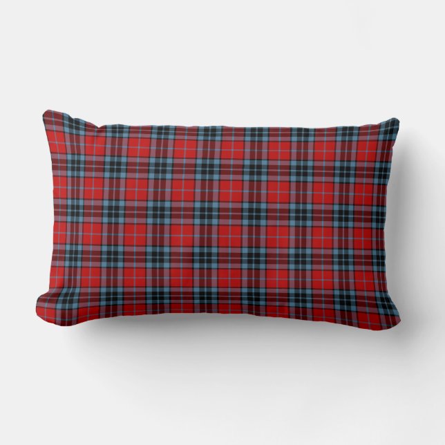 Red and Light Blue Thompson Clan Tartan Lumbar Cushion (Front)
