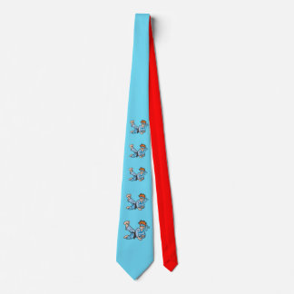 Red and light blue tie with karate kid