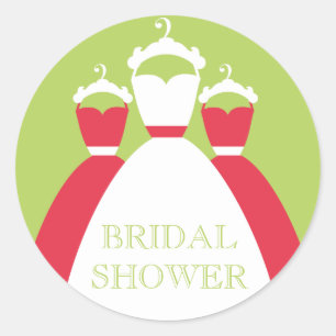 Red And Light Green Bridal Shower Gift Seals