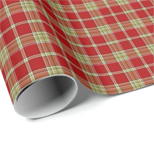 Red and Light Green Rustic Plaid Pattern Wrapping Paper