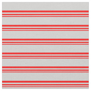 Red and Light Grey Coloured Lined/Striped Pattern Fabric