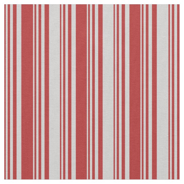 Red and Light Grey Striped/Lined Pattern Fabric (Close Up)