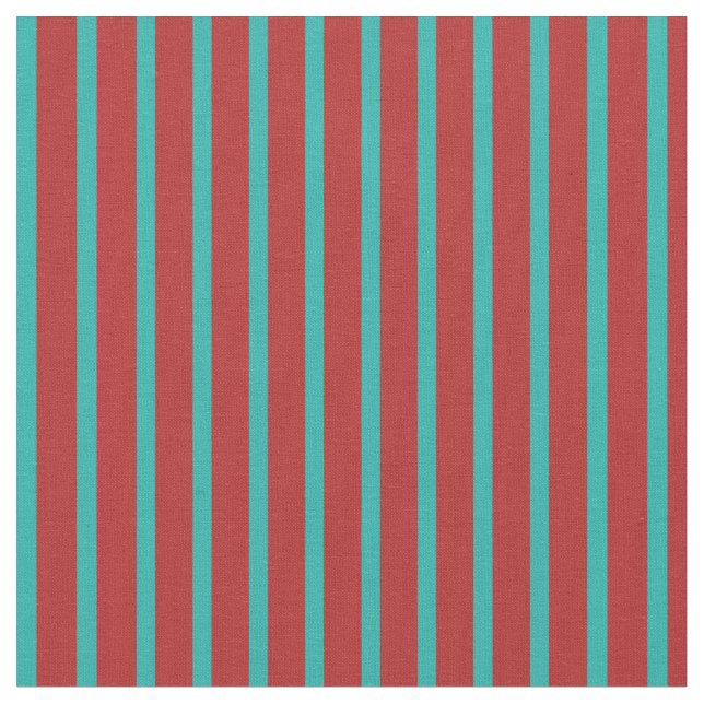 Red and Light Sea Green Pattern of Stripes Fabric (Close Up)