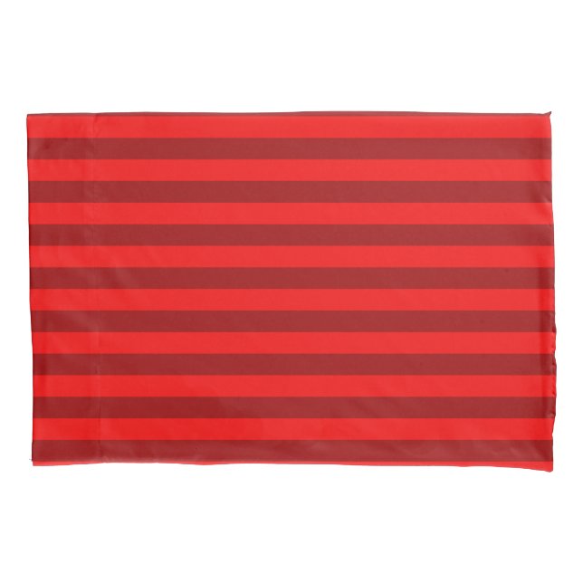 Red and Maroon Stripes Design Pillowcase (Front)