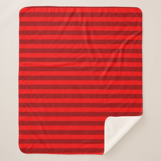 Red and Maroon Stripes Design Sherpa Blanket (Front)