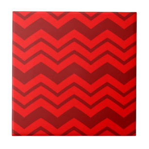 Red and Maroon Zigzag Chevron Design Tile