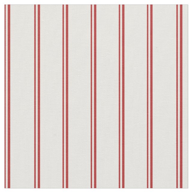 Red and Mint Cream Coloured Pattern of Stripes Fabric (Close Up)