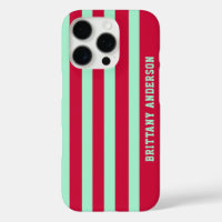 Red and Mint Green Stripes Pattern Personalised