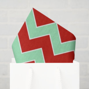 Red and Mint Green Zigzag Tissue Paper