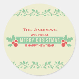 Red and Mint Merry Christmas Customised Stickers