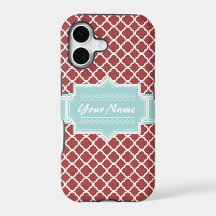 Red and Mint Quatrefoil Personalised