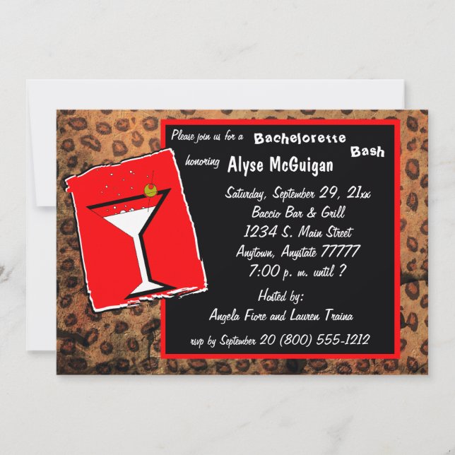 Red And Mocha Caramel Leopard Party Invitation (Front)