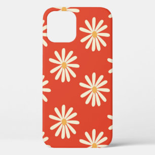 red and mustard 1970's groovy vintage retro floral iPhone 12 case
