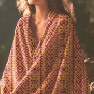 Red and mustards  aztec pattern   beach towel