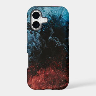 Red and navy abstract painting iphone cases