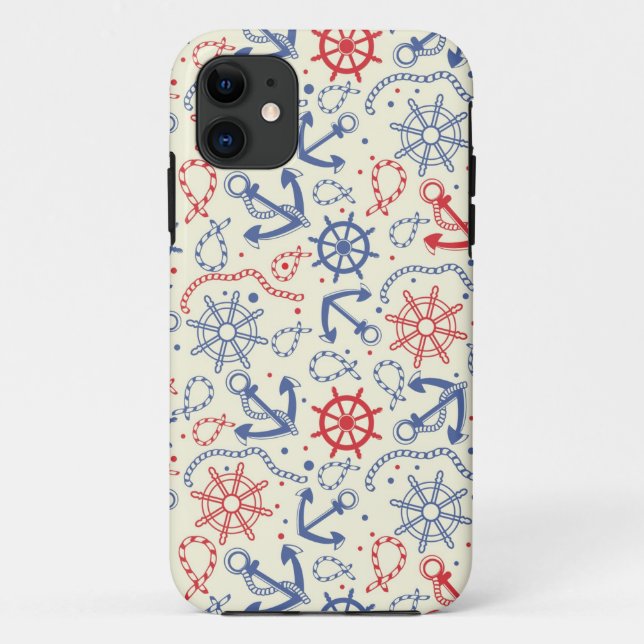 Red and navy background with anchor Case-Mate iPhone case (Back)