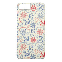 Red and navy background with anchor