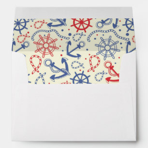 Red and navy background with anchor envelopes