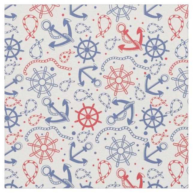 Red and navy background with anchor fabric (Close Up)