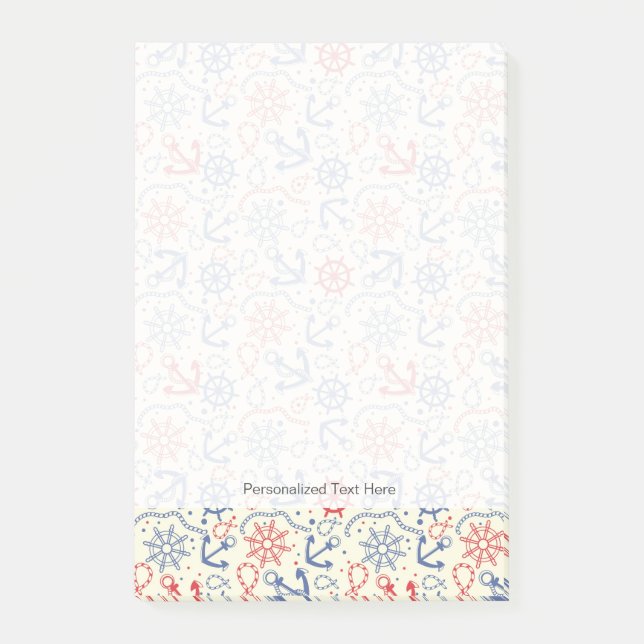 Red and navy background with anchor post-it notes (Front)