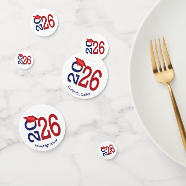 Red and Navy Blue 2026 Graduation  Confetti (Group)