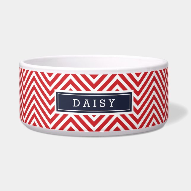 Red and Navy Blue Chevron Monogram (Front)