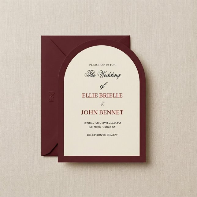 Red And Neutral Vintage Wedding Invitation (Creator Uploaded)