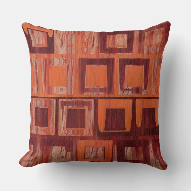 red and orange abstract cushion (Front)