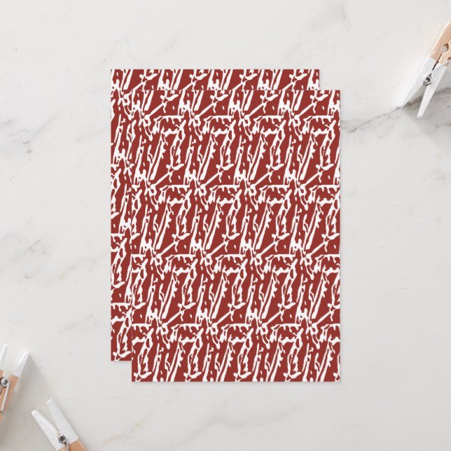 Red and orange abstract shapes blend and overlap a invitation (Front/Back In Situ)