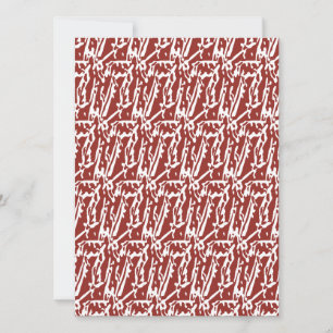 Red and orange abstract shapes blend and overlap a invitation