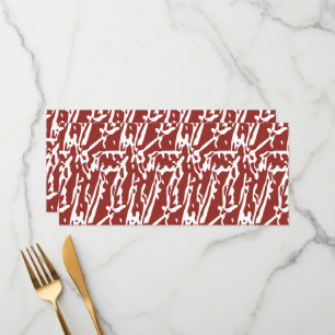 Red and orange abstract shapes blend and overlap a menu