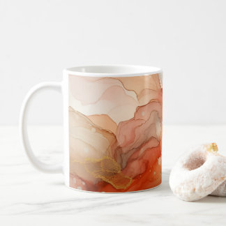 Red and orange alcohol ink coffee mug